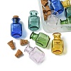 10Pcs 5 Colors Square Glass Cork Bottles Ornament GLAA-FS0001-72-3