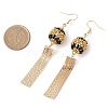 Glass Seed Beads & Brass Tassel Dangle Earrings EJEW-MZ00289-3