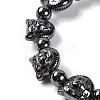 Round & Tiger Head Synthetic Non-magnetic Hematite Beaded Stretch Bracelets for Women BJEW-Q345-06-2