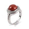 Natural Mixed Stone Round Adjustable Rings RJEW-K271-04P-3