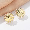 Half Round Brass & ABS Imitation Pearl Stud Earrings EJEW-M077-07G-4