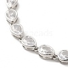 Clear Cubic Zirconia Teardrop Link Chain Bracelet BJEW-E073-03P-2