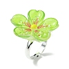 Luminous Glow in the Dark Flower Resin Finger Ring RJEW-JR00641-4