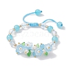 Flower Glass & Acrylic Braided Bead Adjustable Bracelets for Women BJEW-JB10446-01-1