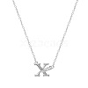 304 Stainless Steel Crystal Rhinestone Initial Pendant Necklaces FS-WGCEFCC-24-1