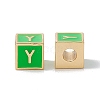Rack Plating Brass Enamel Beads KK-B060-04G-02Y-1
