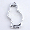 Rack Plating Alloy Kitten Open Back Bezel Pendants PALLOY-S047-02B-FF-2