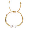 Fashionable Brass Bead & Cross Shell Daisy Braided Bead Bracelets for Women PV3850-1