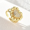 Brass Micro Pave Cubic Zirconia Cuff Open Rings for Women CU-CBA760A-13A-G-2
