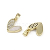 Brass Pave Natural Shell Heart Charms KK-Z078-20G-2