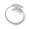 Non-Tarnish 304 Stainless Steel Leaf Open Cuff Ring for Women RJEW-K245-40P-2