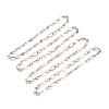 304 Stainless Steel Oval & Ring Link Chains Necklace with Natural Pearl Beaded for Women NJEW-JN03873-2