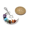 Wire Wrapped Chakra Synthetic & Natural Mixed Stone Chips & Alloy Moon/Star Pendant Decorations HJEW-JM01574-01-3