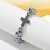 Natural Titanium Hertz Beads Stretch Bracelets for Women Men BJEW-R015-02-4