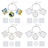 4Pcs Alloy Sublimation Blank Square & Flat Round Charms Bracelets BJEW-PH01797-7