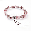 Chip Natural Strawberry Quartz Stretch Bracelets BJEW-JB04564-04-2