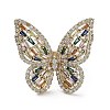 Butterfly Colorful Cubic Zirconia Finger Rings RJEW-G301-01G-2