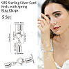 4 Sets 925 Sterling Silver Spring Ring Clasps STER-BBC0001-25-2