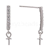 Rhodium Plated 925 Sterling Silver Stud Earring Findings STER-L057-052P-2