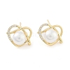 Heart Brass with Glass Stud Earrings EJEW-Q800-08KCG-1