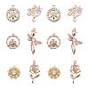 Cheriswelry 12Pcs 6 Style Brass Micro Pave Clear Cubic Zirconia Pendants KK-CW0001-04-20