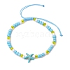 Synthetic Turquoise & Glass Seed Braided Bead Bracelets BJEW-JB11153-02-1