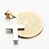 304 Stainless Steel Flat Round and Cross Pendants STAS-P085-19-2