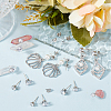 30Pcs 3 Styles Clear Cubic Zirconia Stud Earring Findings EJEW-BBC0001-28-4