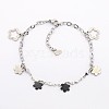 304 Stainless Steel Flower Charms Bracelets BJEW-J107-10-1