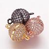 Brass Micro Pave Cubic Zirconia Magnetic Clasps with Loops ZIRC-G097-02-1