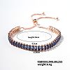 Simple and Elegant Minimalist Style Brass Capri Blue Rhinestone Box Chain Slider Women's Bracelets VW1538-5-1