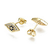 Brass Micro Pave Cubic Zirconia Stud Earrings EJEW-T046-35G-NF-2