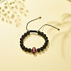 Natural Lava Rock & Acrylic Braided Bead Bracelet BJEW-JB08554-4