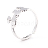 Non-Tarnish Kittens and Puppies 304 Stainless Steel Cuff Ring for Women RJEW-B035-08P-3