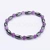 Non-Magnetic Synthetic Hematite Beads Stretch Bracelets BJEW-JB03263-2