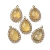 Natural Yellow Fluorite Faceted Teardrop Pendants G-I375-01G-11-1