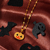 Stainless Steel Enamel Halloween Pumpkin Pendant Dapped Chain Necklaces DY1462-2