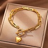 304 Stainless Steel Curb & Paperclip Chain Multi-layered Bracelets FS-WG8A90B-01-1