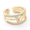 Brass Micro Pave Clear Cubic Zirconia Cuff Rings RJEW-Z006-J-01G-1