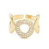 Brass Micro Pave Clear Cubic Zirconia Open Cuff Ring for Women RJEW-Z055-04G-02-2