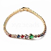 Brass Micro Pave Cubic Zirconia Chain Bracelets with Fold Over Clasps BJEW-C052-03G-01-1