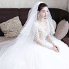 Long Mesh Tulle Bridal Veils with Combs HULI-PW0002-023C-02-1