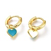 Brass Enamel Huggie Hoop Earrings KK-A150-10G-RS-3