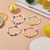 4Pcs 4 Style Handmade Polymer Clay Heishi Stretch Bracelets Set BJEW-TA00237-2