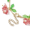 Flower Glass & Acrylic Charm Bracelets BJEW-JB10443-03-4