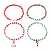 4Pcs 4 Styles Christmas 4mm Round Glass Seed Beaded Stretch Bracelet Sets BJEW-TA00500-4