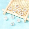 Polymer Clay Rhinestone European Large Hole Beads with Silver Color Plated Brass Cores X-FPDL-R002-15-5