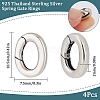 4Pcs 925 Thailand Sterling Silver Spring Gate Rings STER-SC0001-34-2