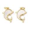 Brass Pave Natural Shell Pendants KK-L239-029G-1