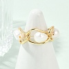 Brass Pearls Open Cuff Rings for Women KK-D301-04G-1